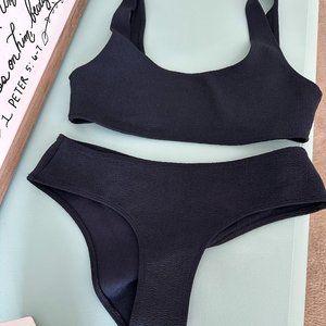 MIKOH - Textured Noir Suit - Size XL bottom and Size L Top